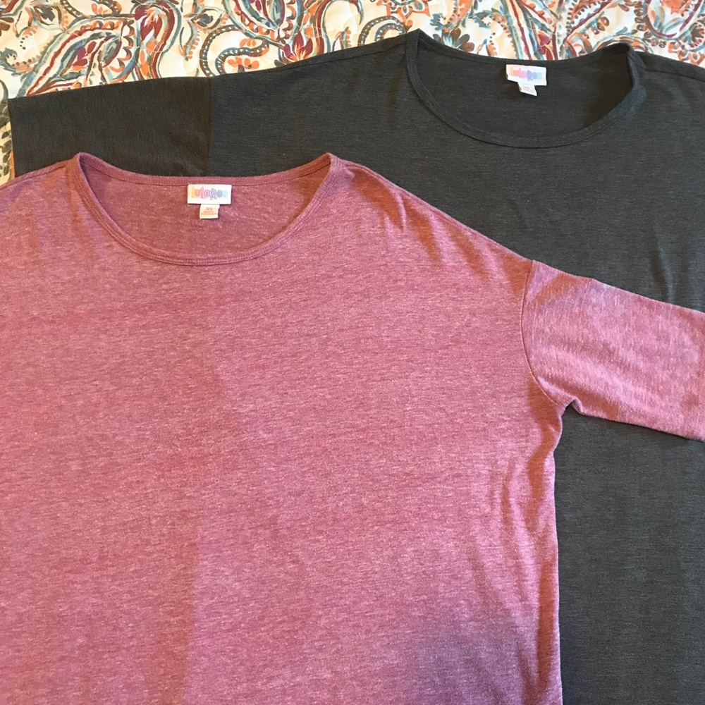 2 LulaRoe Irma tops pink & grey Sz. xs